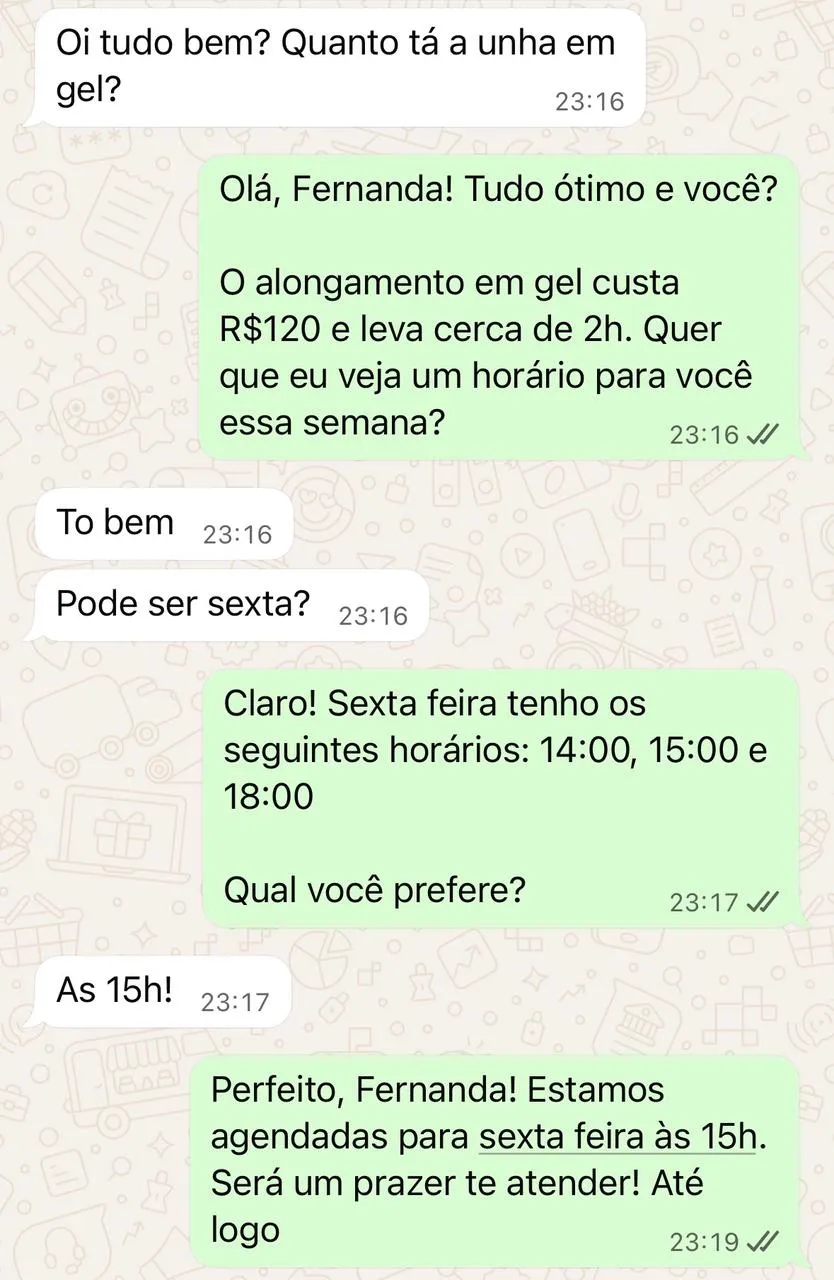Conversa da secretária de IA no WhatsApp